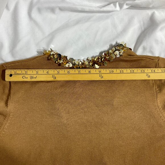 Camel Twinset with Sequins Sz Med - Picture 11 of 14